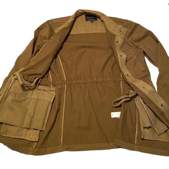 Lucky Brand military jacket olive green adjustable tie waist like new Small - Picture 7 of 9